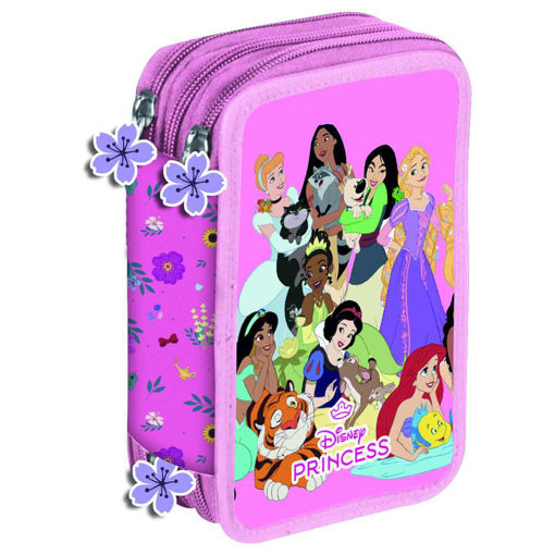 Picture of PRINCESSES 3 ZIP FILLED PENCIL CASE